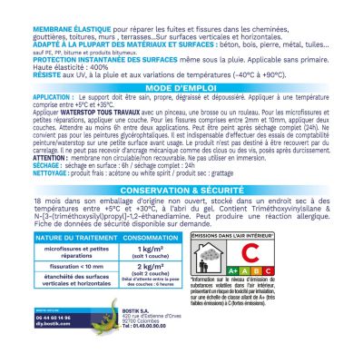 Membrane d'étanchéité Bostik Waterstop - direct sans primaire Gris 6 kg