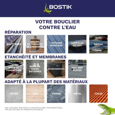 Membrane d'étanchéité Bostik Waterstop - direct sans primaire Gris 6 kg