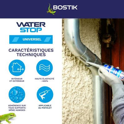 Membrane d'étanchéité Bostik Waterstop - direct sans primaire Gris Cartouche 290ml