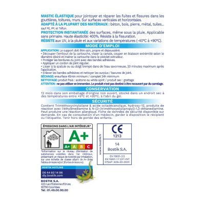 Membrane d'étanchéité Bostik Waterstop - direct sans primaire Gris Cartouche 290ml