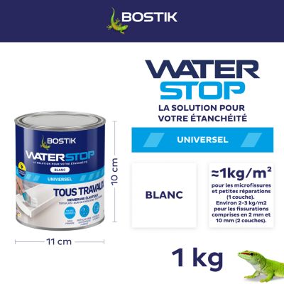 Membrane d'étanchéité Bostik Waterstop universel blanc 1 kg