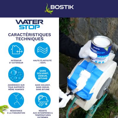 Membrane d'étanchéité Bostik Waterstop universel blanc 1 kg