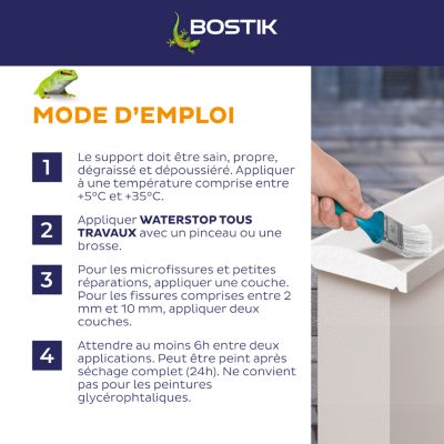 Membrane d'étanchéité Bostik Waterstop universel blanc 1 kg