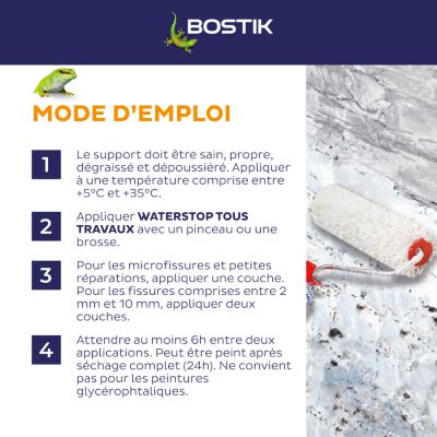 Membrane d'étanchéité Bostik Waterstop universel blanc 6 kg