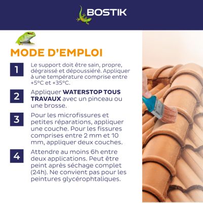 Membrane d'étanchéité Bostik Waterstop universel tuile 1 kg