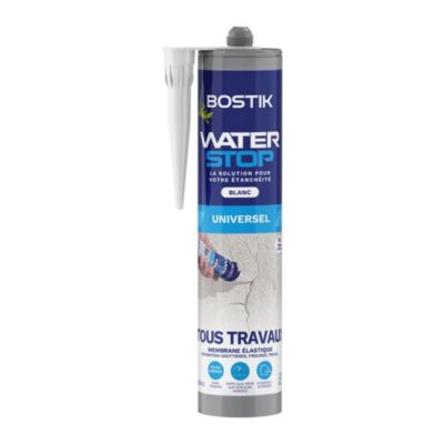 Membrane élastique d'étanchéité tous travaux, blanc, Bostik Waterstop cartouche 290ml