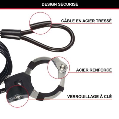 Câble Antivol Master Lock - Noir - Longueur Standard - Comme Neuf