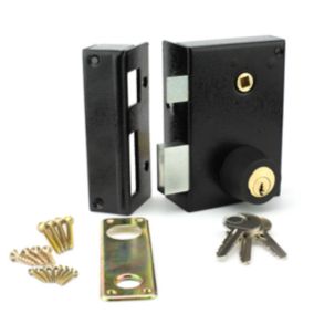 METALUX 852 Gauche - Serrure en applique Horizontale avec Gâche Coffre 120x24x80 Fouillot de 7 mm Axe 45 Entraxe 68