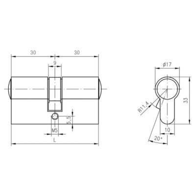 Metalux Cylindre de serrure PM2 - 30x30 Panneton court pour porte ou portail à faible Norme DIN EN 1303:2006