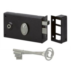 METALUX série 596 Droite - Serrure en applique Coffre 140x82mm Noir Horizontale Pêne dormant et 1/2 tour avec clé L et gâche