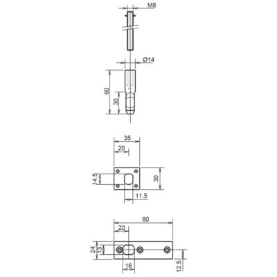 METALUX TEG 837 - Kit complet pour serrure 2 et 3 points à tringles