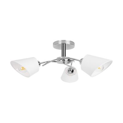 Mette Plafonnier 3xE27 Max.40W Métal Chromé/Abat-jour en Tissu Blanc