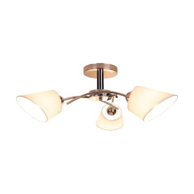 Mette Plafonnier 3xE27 Max.40W Métal Chromé/Abat-jour en Tissu Blanc