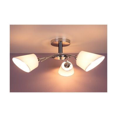 Mette Plafonnier 3xE27 Max.40W Métal Chromé/Abat-jour en Tissu Blanc