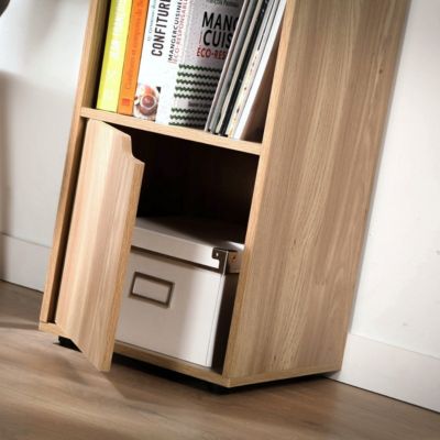 Meuble 4 cases décor bois 2 portes - Modu