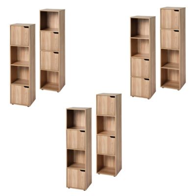 Meuble 4 cases décor bois 2 portes - Modu