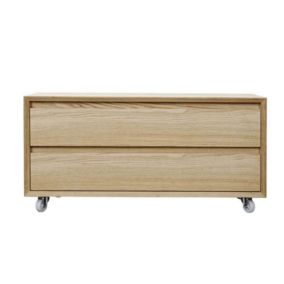Meuble 90 cm, 2 tiroirs, en chêne naturel - Léa