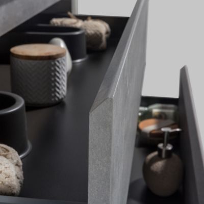 Meuble Alice 1200, gris effet béton, Sans miroir, Brillant
