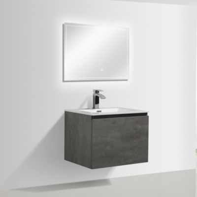 Meuble Alice 600 gris effet béton, Sans miroir