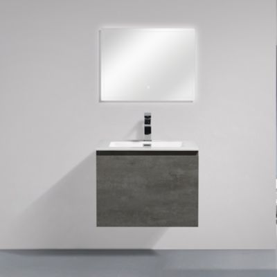 Meuble Alice 600 gris effet béton, Sans miroir
