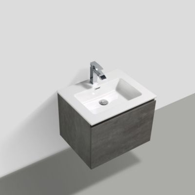 Meuble Alice 600 gris effet béton, Sans miroir