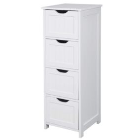 Meuble Armoire Multi Usage Commode 4 Tiroirs Blanche Bois