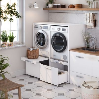 Meuble armoire pour machine à laver T-BATH 67,2x144cm blanc ép. 22 mm
