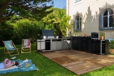 Meuble arrondi gauche pour cuisine extérieur noir Le Marquier