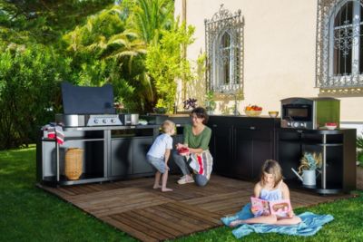 Meuble arrondi gauche pour cuisine extérieur noir Le Marquier