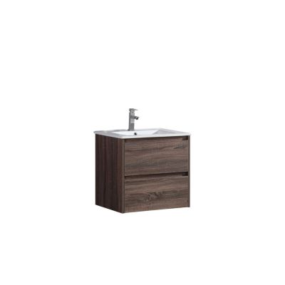 Meuble avec vasque 60 cm chêne californien brun Aquadoli
