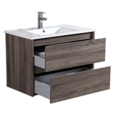 Meuble avec vasque 60 cm chêne californien brun Aquadoli