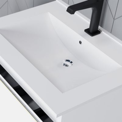 Meuble avec vasque encastrée BOGOTA Chêne blanc L. 60 cm + miroir - Saniverre