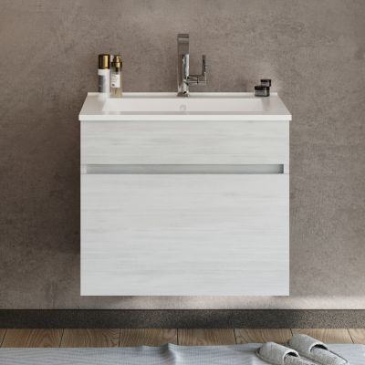 Meuble avec vasque encastrée BOGOTA Chêne blanc L. 60 cm - Saniverre