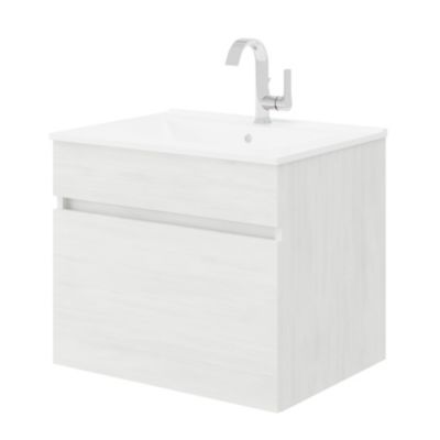 Meuble avec vasque encastrée BOGOTA Chêne blanc L. 60 cm - Saniverre