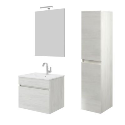 Meuble avec vasque encastrée BOGOTA Chêne blanc L. 60 cm - Saniverre