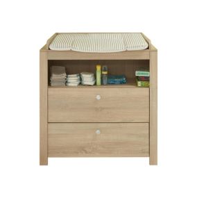 Meuble Bébé-Enfant - Commode avec plan à langer - Mélaminè - Naturel - 96 - 104 - 69 cm