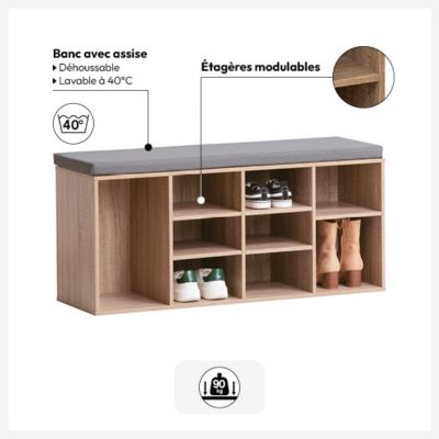 Meuble banc à chaussures x8 Effet chêne naturel - 5Five