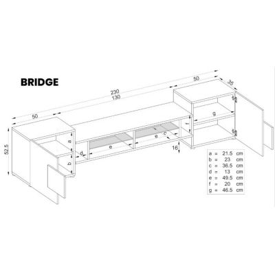Meuble Banc TV Merano Version 2 Komodee - LED Bleues - Bois naturel Mat et Blanc - 230 x 53 x 35 cm