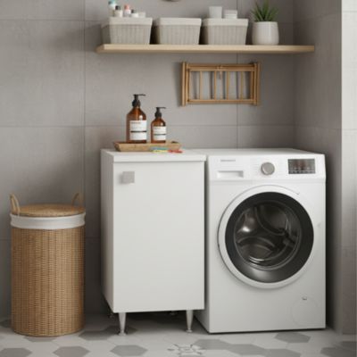 Meuble Bas 1 Porte Droite Blanc Frêne