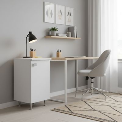 Meuble Bas 1 Porte Droite Blanc Frêne