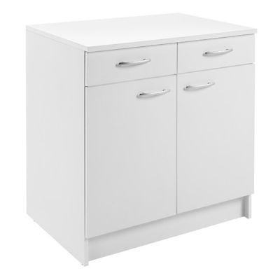 Meuble bas 2 portes 2 tiroirs blanc Primalight 80 cm + plan de travail