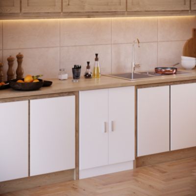 Meuble bas coffre machine à laver, 2 portes à fermeture soft-close, blanc, l.71 x H.91 x P.71,5 cm