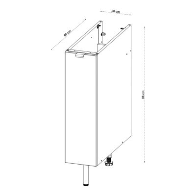 Meuble bas de cuisine 1 porte blanc l.20 x H.86 cm Izee