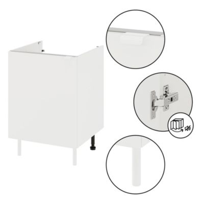 Meuble bas de cuisine 1 porte blanc l.60 x H.86 cm Izee