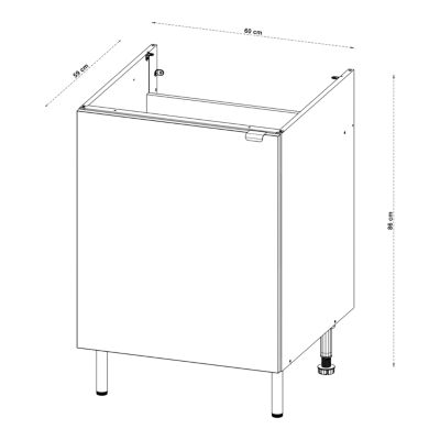 Meuble bas de cuisine 1 porte blanc l.60 x H.86 cm Izee