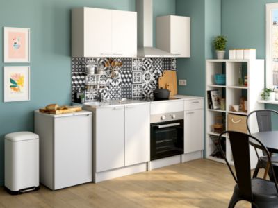 Meuble bas de cuisine 1 porte et 1 tiroir avec plan de travail Primalight blanc mat l. 40 cm x H. 87,9 cm