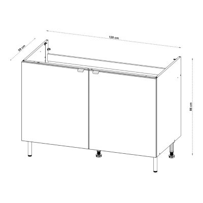 Meuble bas de cuisine 2 portes blanc l.120 x H.86 cm Izee