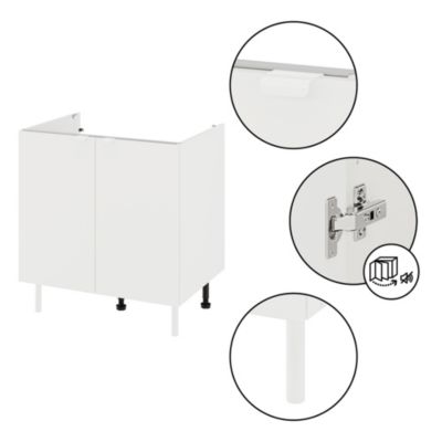Meuble bas de cuisine 2 portes blanc l.80 x H.86 cm Izee
