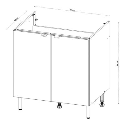 Meuble bas de cuisine 2 portes blanc l.80 x H.86 cm Izee