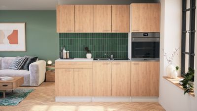 Meuble bas de cuisine 2 portes et 1 tiroir avec plan de travail Primalight décor chêne l. 80 cm x H. 87,9 cm